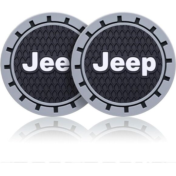 Jeep cup Coasters in black and gray Set of 2 NWT - Picture 3 of 7